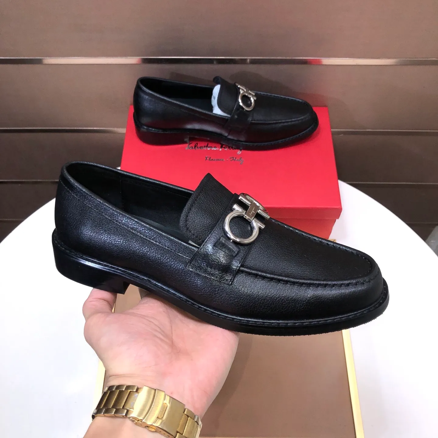 Men's shoes 💰460💰[Ferragamo/Ferragamo] The latest model in the counter. Original imported high-quality cowhide with open sides + imported sheep lining + original luxury metal buckle + original combination outsole. Comparison without pressure 38–44🎉